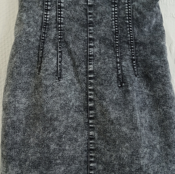 NoBo Black Acid Wash Denim Mini Dress Stretch Bodycon Retro 90s Cutie Fitted Med - Picture 4 of 16